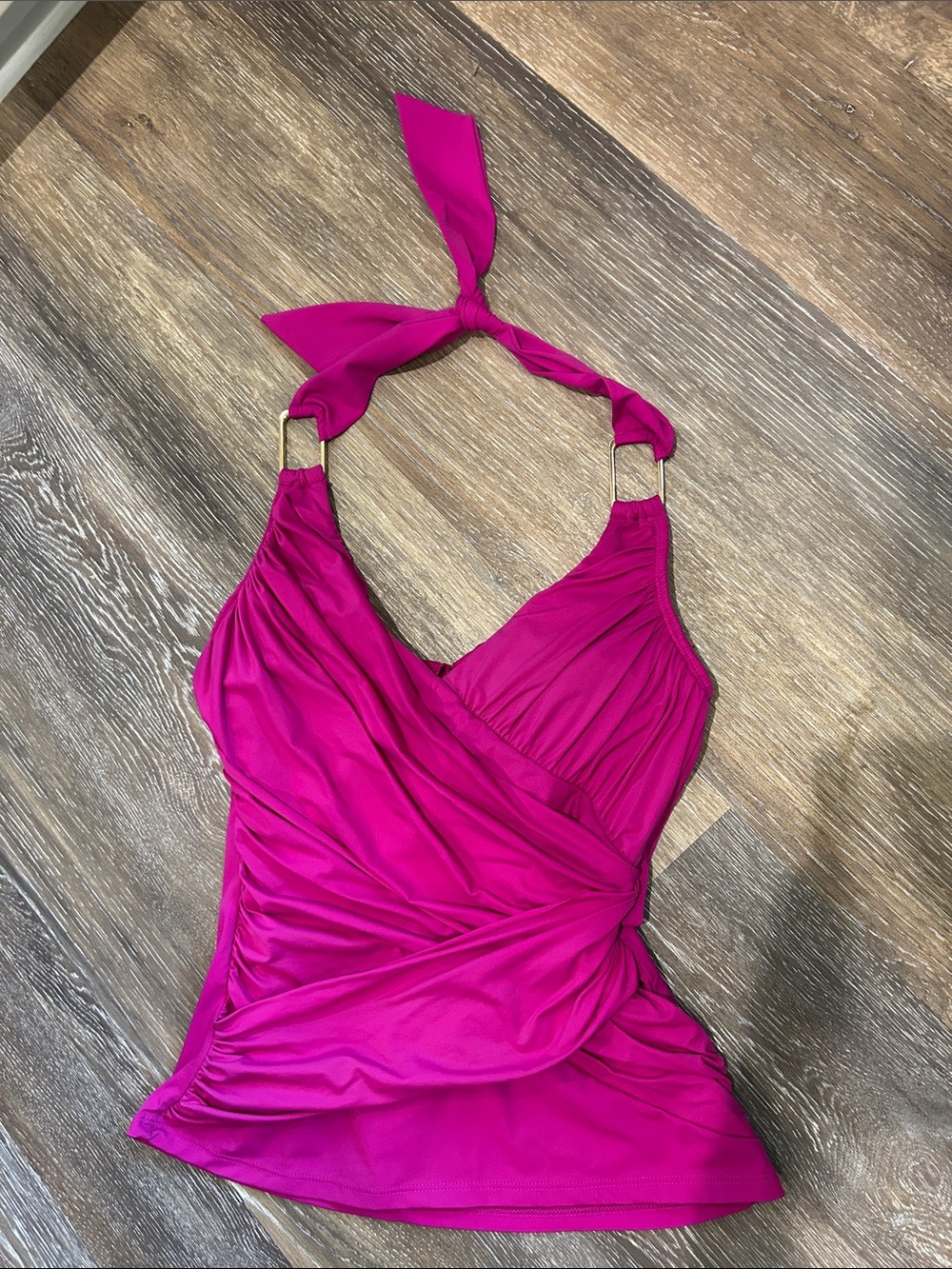 M72 SPANX Swim Halter Top in Fuchsia - Size 8